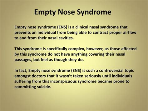 Ppt Empty Nose Syndrome Powerpoint Presentation Free Download Id