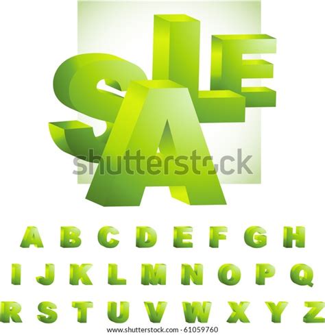 Green 3d Alphabet Vector Set Stock Vector Royalty Free 61059760