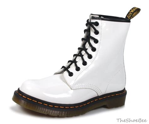 New Dr Doc Martens White Patent Leather 1460 Boots Uk 6 Us 8 11821104