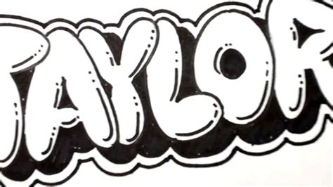 How To Draw Bubble Letters Taylor In Graffiti Name Art Bubble