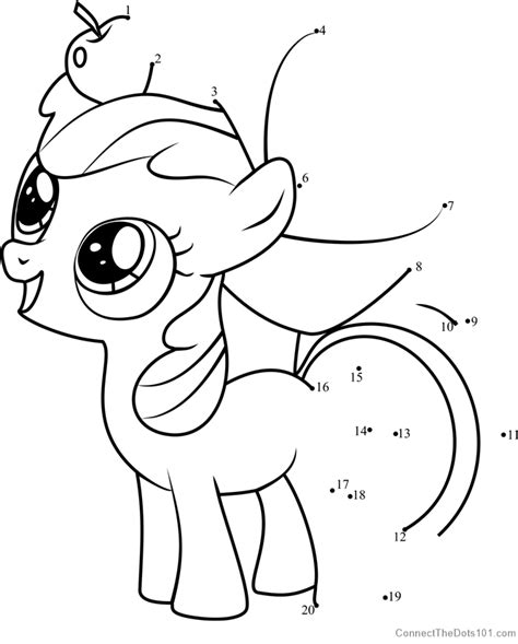 Apple Bloom My Little Pony Dot To Dot Printable Worksheet Connect The