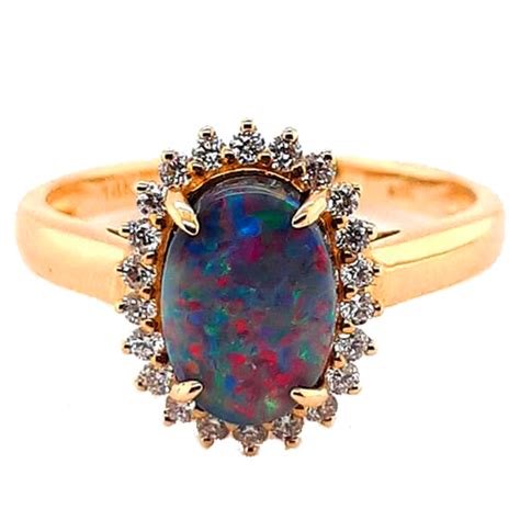 Black Opal Ring Australian Opal Cutters And Pearl Divers