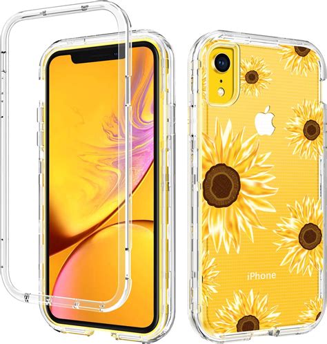 Guagua Iphone Xr Case Sunflower Clear Floral Flowers For