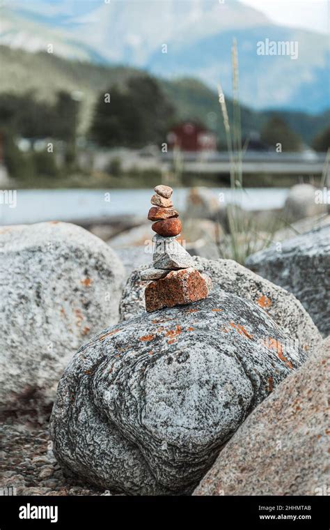 Stacked Stone Tower Cairns Stones Stock Photo Alamy