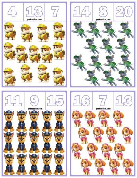 Free Paw Patrol Number Clip Cards Numbers 1 20 Math Centers