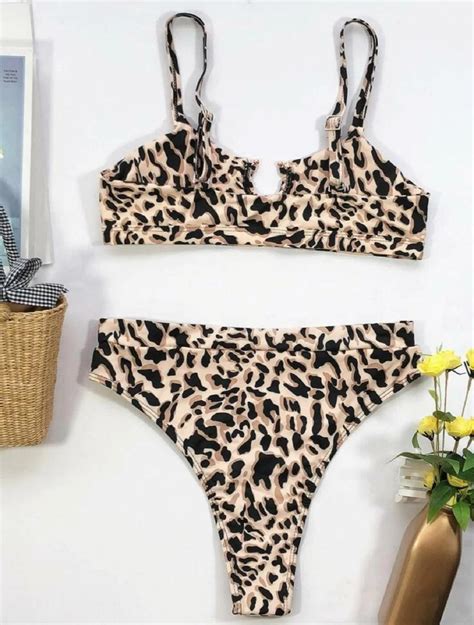 Leopard High Waisted Bikini Swimsuit Small Property Room