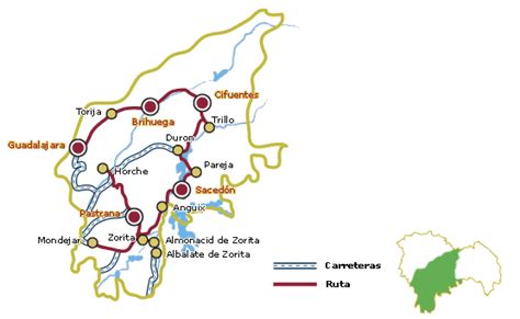 Map and itinerary of the route. Viaje a la Alcarria