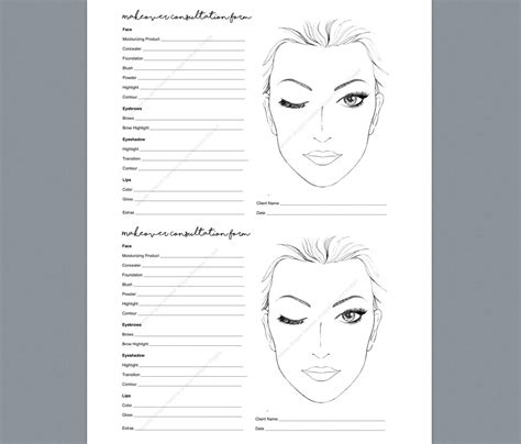 Makeup Consultation Form Makeover Form Makeup Artist Etsy