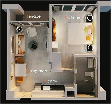 Desain denah rumah ukuran 6x8 meter 2 lantai rumahminimalisprocom via rumahminimalispro.com. Contoh Gambar Denah Rumah 1 Kamar Tidur Minimalis 3D ...