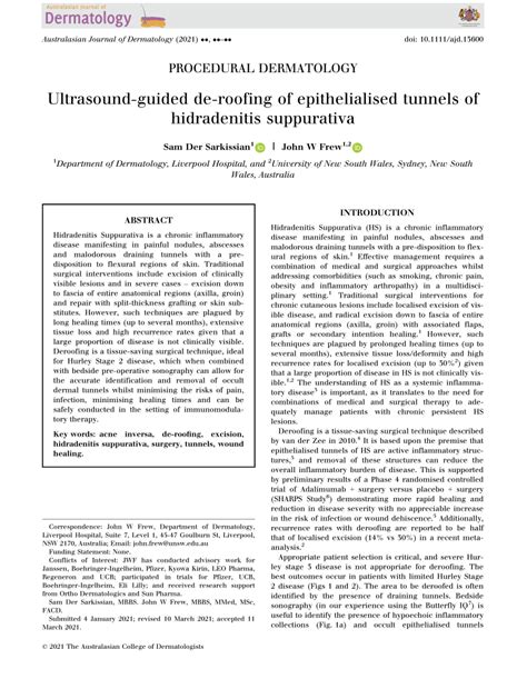 Pdf Ultrasound Guided De Roofing Of Epithelialised Tunnels Of