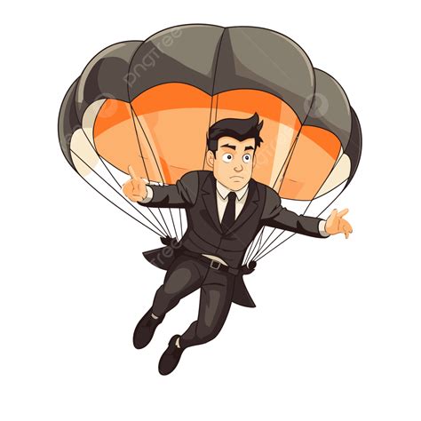 Mission Impossible Clipart Homme Daffaires Vecteur Voler Avec Parachute Dessin Animé Png