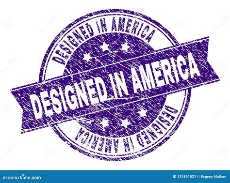 Scratched Textured Designed In America Stamp Seal Stock Vector