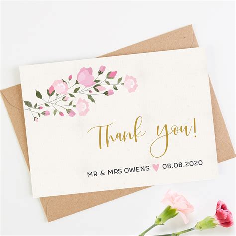 How to write a thank you card for flowers 12 steps. Pink Flowers Wedding Thank You Card | norma&dorothy