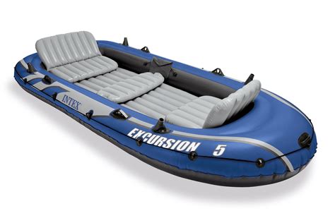 Intex Excursion 5 Person Inflatable Fishing Boat Set With 2 Oars Air