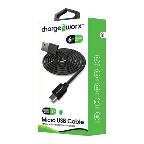 Charge Worx 6ft Tangle Free Micro Usb Cable Black 1 Ea