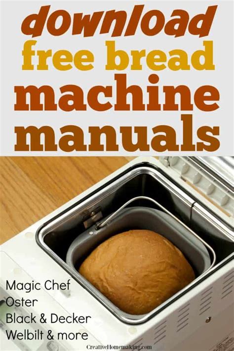 Bread Machine Manuals - Creative Homemaking