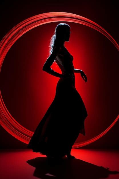 Premium Ai Image Woman Silhouettes Red Background