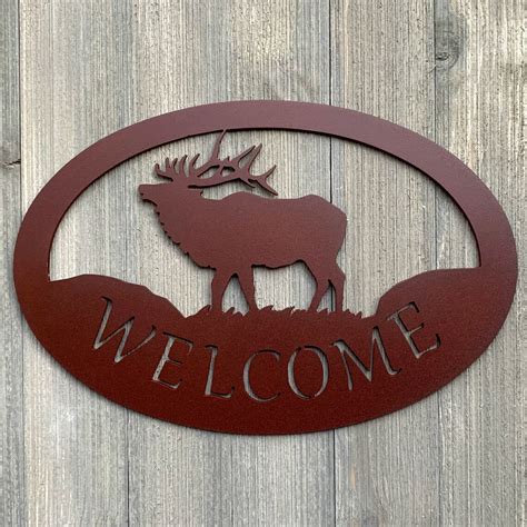 Elk Welcome Metal Sign Cutout Etsy