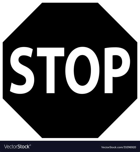 Stop Sign And Symbol Black Icon Royalty Free Vector Image