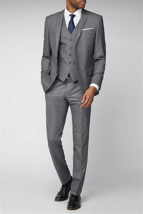 Occasions Grey Slim Fit Mens Wedding Suit Uk