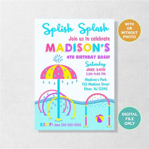 splish splash invitation splash pad birthday invitation etsy