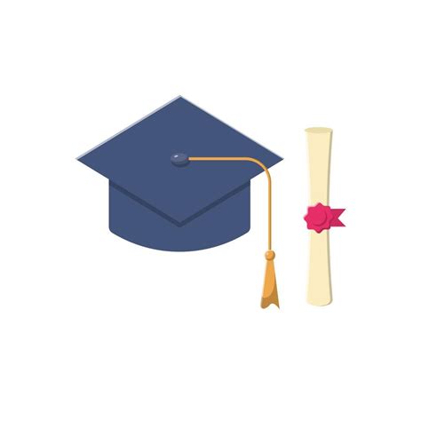 Graduation Hat And Scroll Flat Illustration Clean Icon Design Element