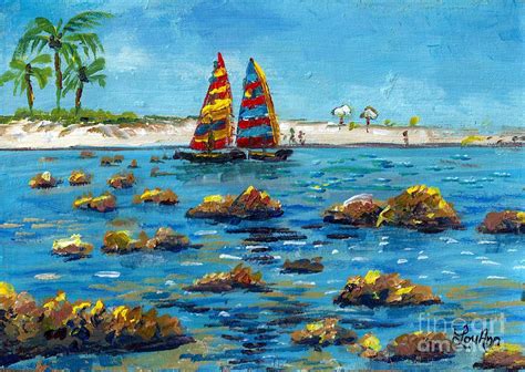 Sailboats On Siesta Key Painting By Lou Ann Bagnall Pixels