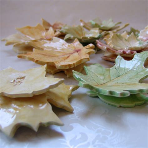 Autumn Leaves Fall Leaf Ceramic Dish Set Of 5 Etsy