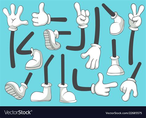 Cartoon Legs And Hands Leg In Boots And Gloved Vector Image