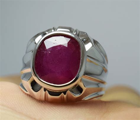 Ruby Ring Mens Real Ruby Stone Ring Natural Gemstone Handmade Etsy