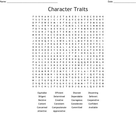 Character Traits Word Search For Fun 101 Activity