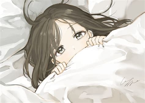 1920x1080px 1080p free download anime girl sleepy blanket brown hair cute lazy anime