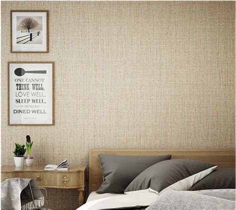 Plain Pure Linen Fabric Vinyl Wallpaper Home Decoration Straw Wallpaper