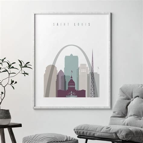 Saint Louis Skyline Art Print Saint Louis Poster Travel Etsy St
