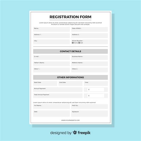Registration Form Free Vector