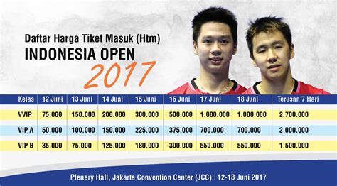 Ini Harga Tiket Indonesia Open Bola