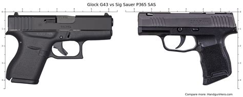 Glock G Vs Sig Sauer P Sas Size Comparison Handgun Hero