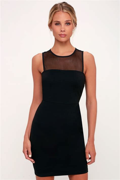 Sexy Black Dress Mesh Dress Bodycon Dress Lbd Lulus