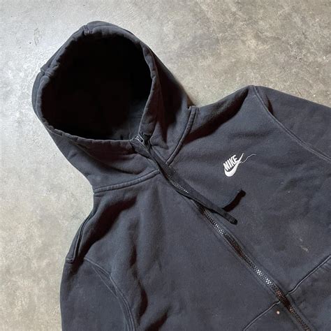 Y2k Baggy Black Nike Embroidered Hoodie Size M 🔹 Depop