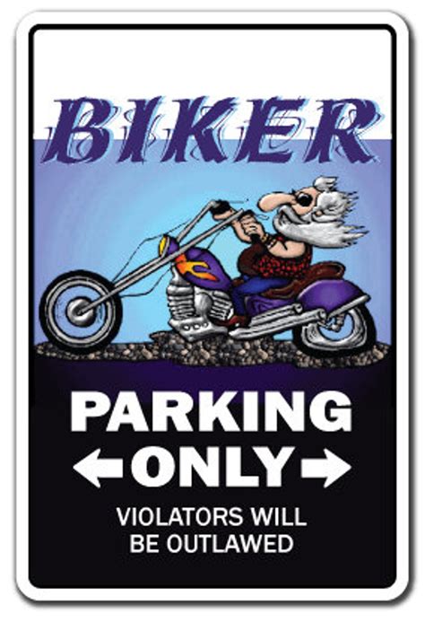 Biker Sign Parking Signs Motorcycle Hog Bike T Etsy