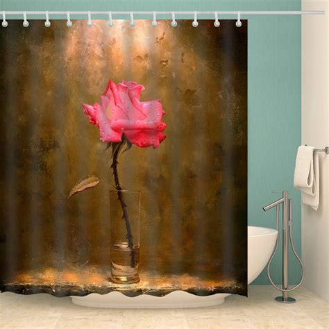 Pink Rose Shower Curtain In Bottle Valentines Day Indoor Flower