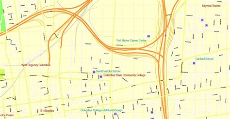 Columbus Ohio Printable Vector Map Exact City Plan 100 M