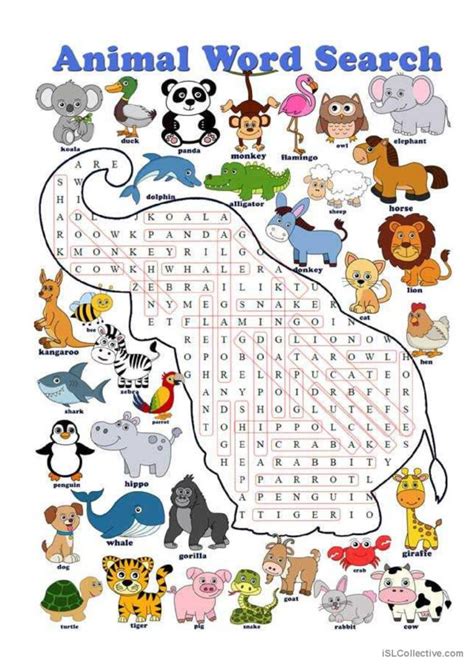 Animal Word Search Zoo And Farm An English Esl Worksheets Pdf And Doc