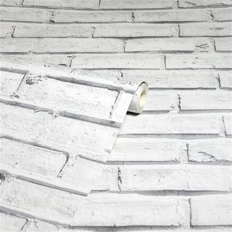 Vip White Brick Effect Wallpaper Evershine Walls