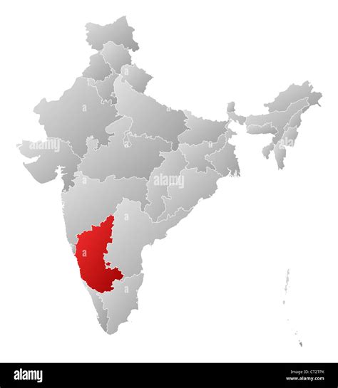 Political Map Of India With The Several States Where Karnataka Is