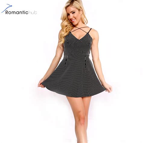 Romantichut 2018 Summer Woman Stripe Dresses Sexy Backless Spaghetti