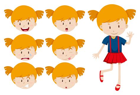 Cute Girl With Facial Expressions 294727 Vector Art At Vecteezy