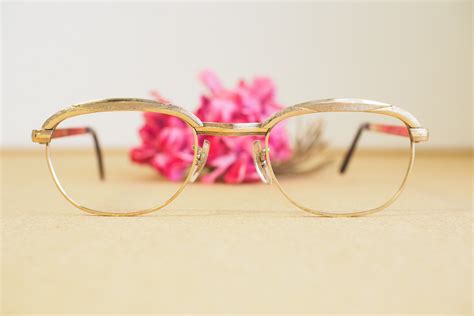 Vintage Eyeglasses 1960s Gold Tone Made In Usa 12k Gold Filled Etsy Vintage Eyeglasses