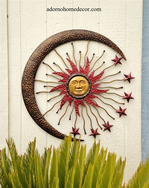 Large Metal Celestial Moon Sun Decor Garden Art Indoor Outdoor Patio Wall Decor Ebay