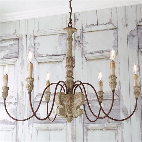 Aged Cottage Chic Chandelier In Country Chandelier French